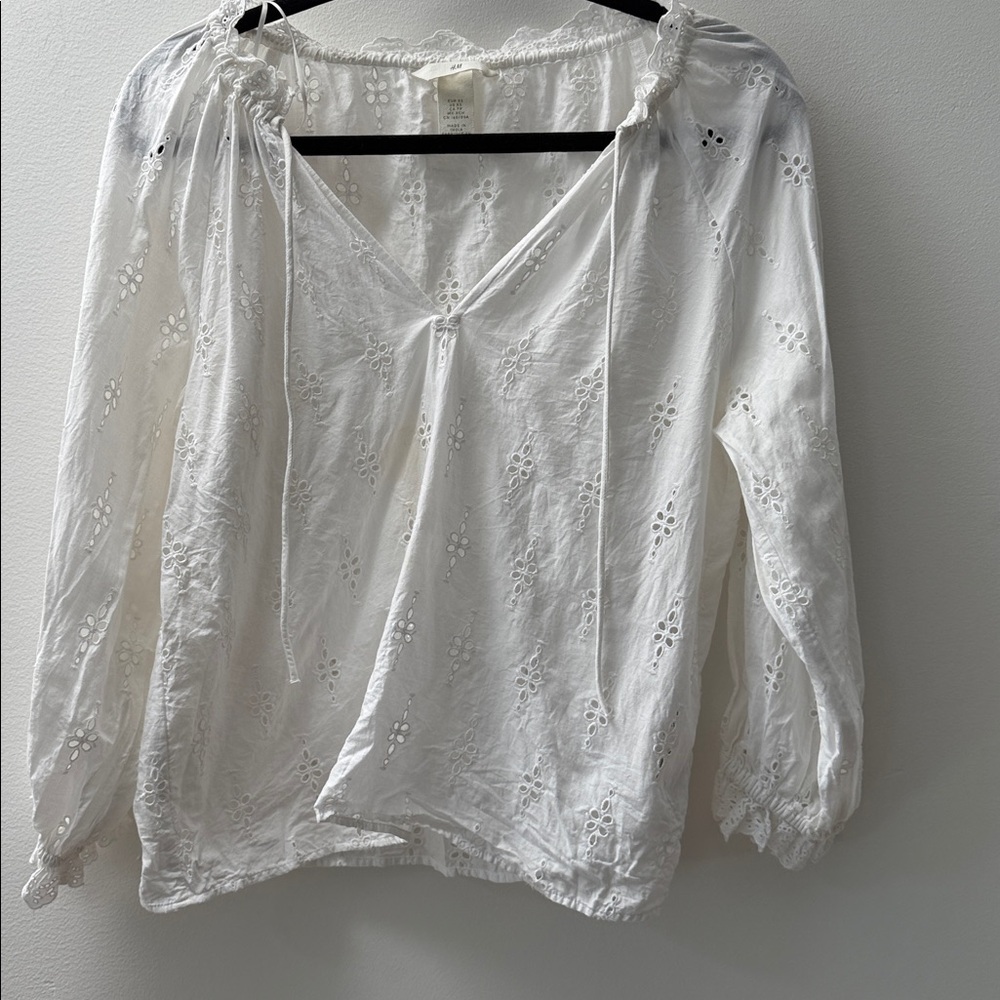 H&M White Eyelet Blouse